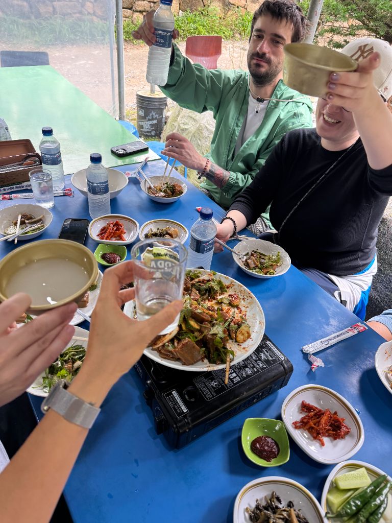 Cheers at Korean mountain lunch